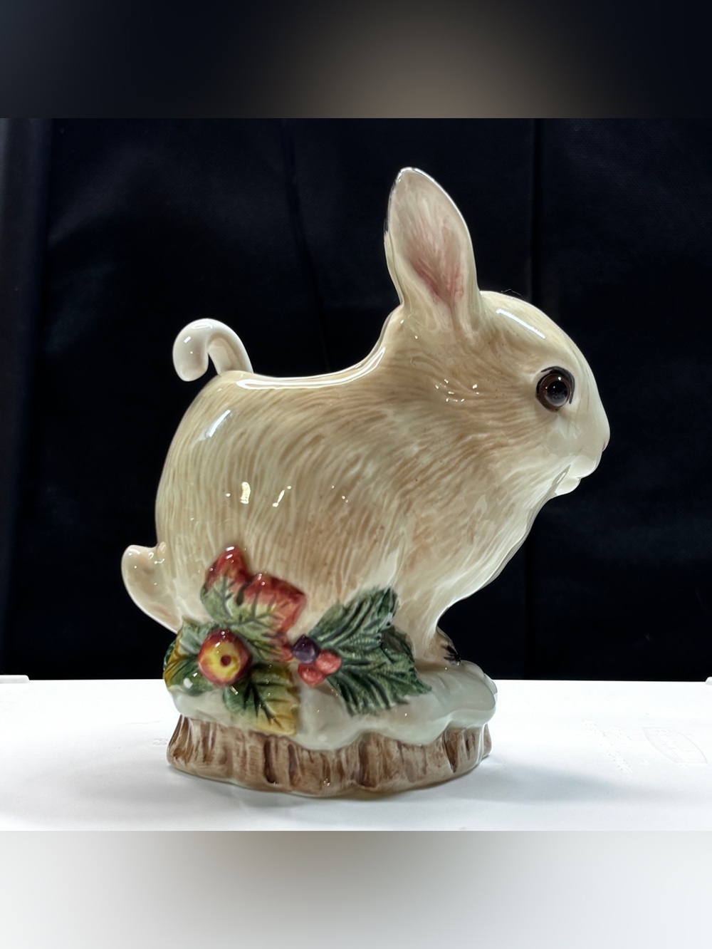Fitz and Floyd Snowy Woods bunny rabbit sugar bowl - Picture 4 of 13